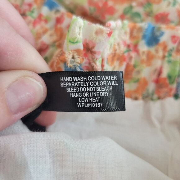 Aqua Floral Mini Dress Delicate Embroidered Lace Bright Colorful Prairie Size M - Picture 11 of 11